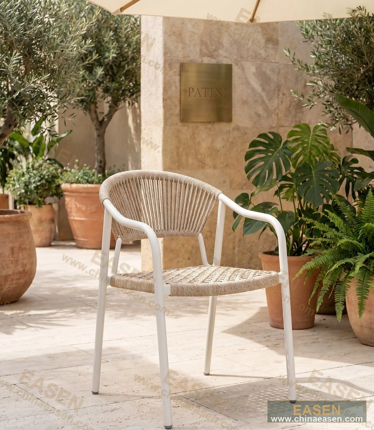 YS-O010 — White Radiant Rope Chair