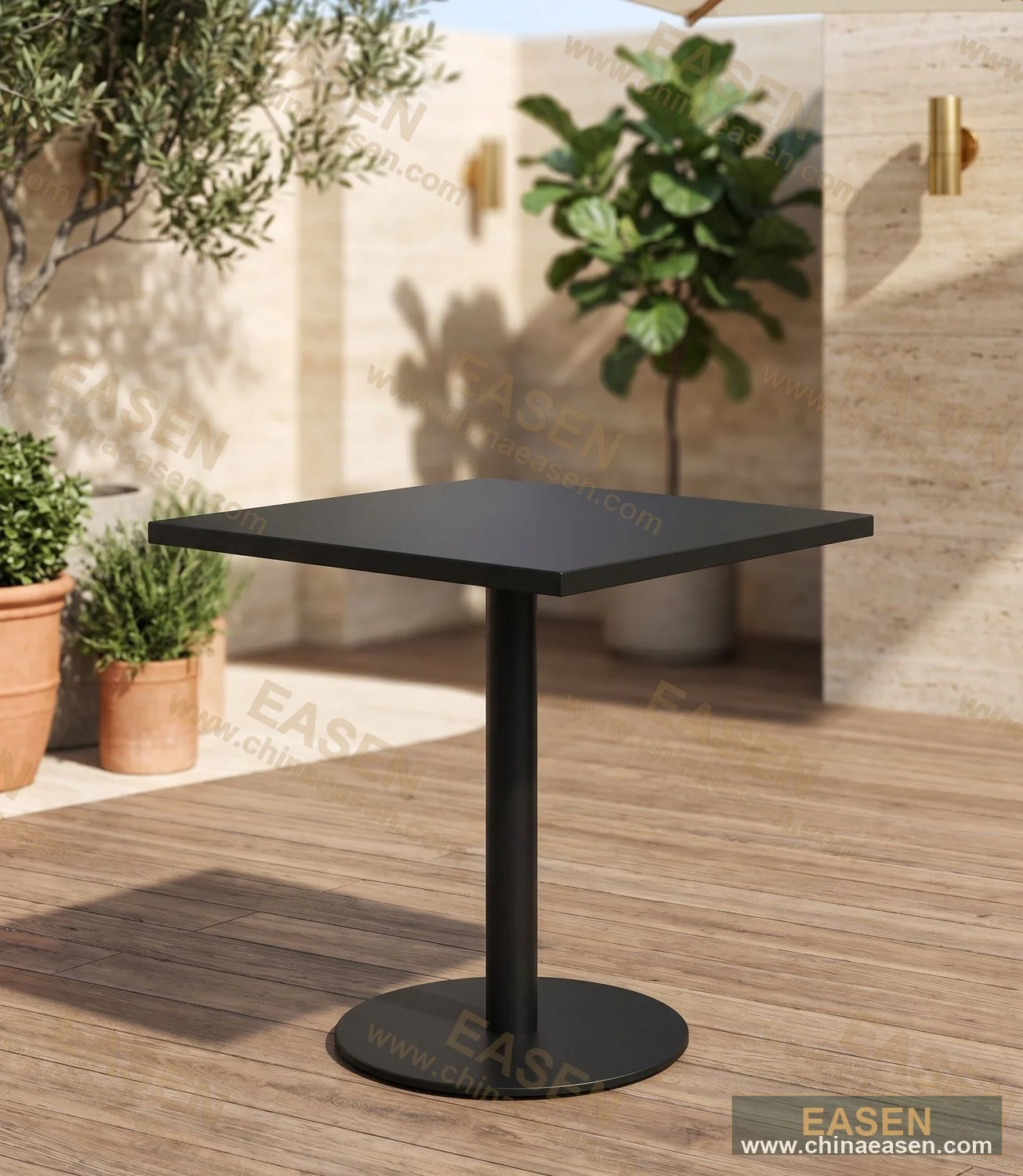 YS-O020 — Wood-Tone Wood-Plastic Square Table
