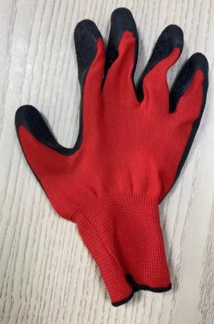 Polyester wrinkle latex gloves