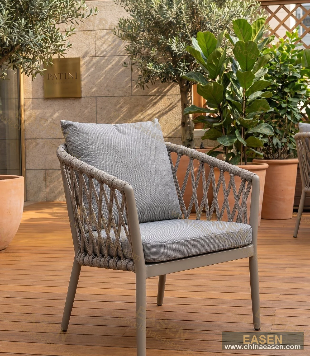 YS-O011 — Grey-Cream X-Base Square Table