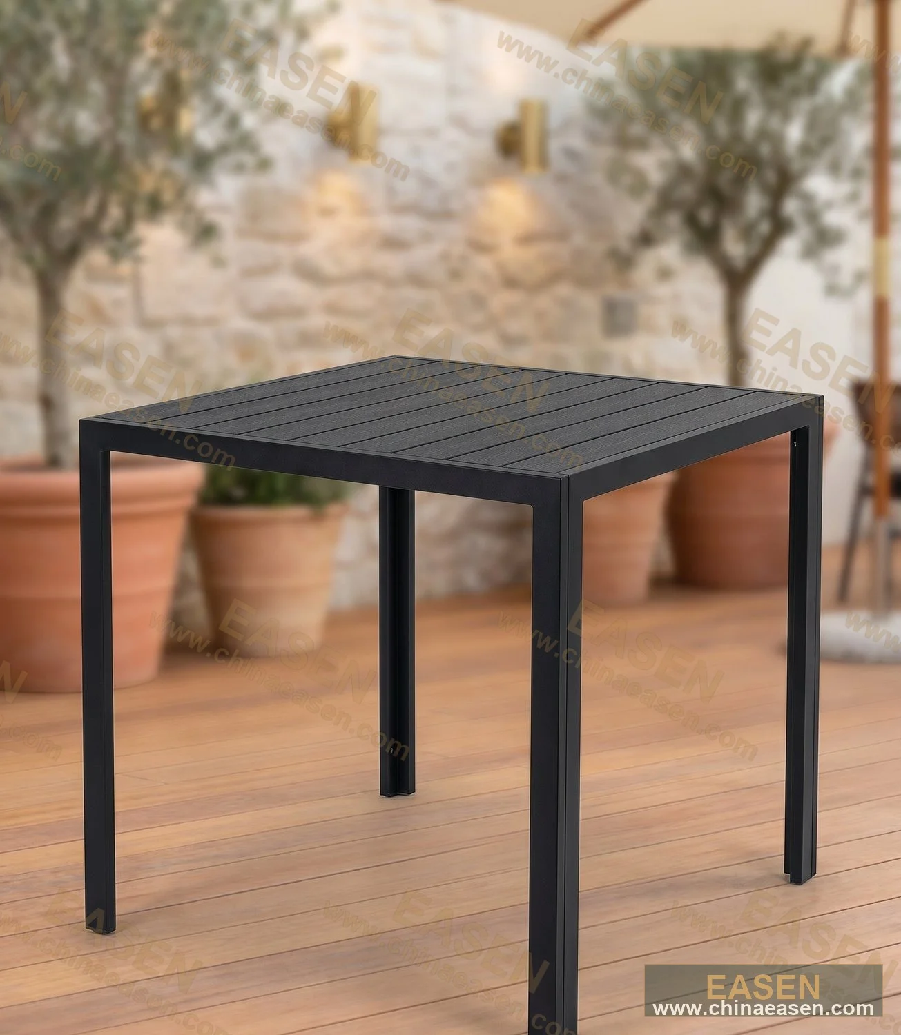 YS-O017 — Black Wood-Plastic Square Table
